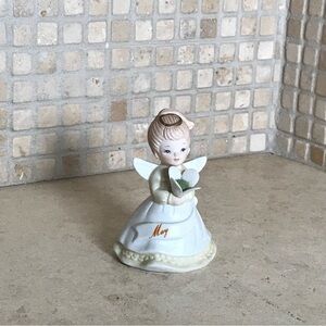 VINTAGE LEFTON CHINA HAND PAINTED MAY BIRTHDAY ANGEL 1985